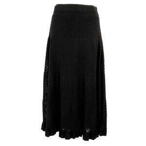 Maria Pavan Midi Length Laser Cut Out Skirt in Black Size X-Small